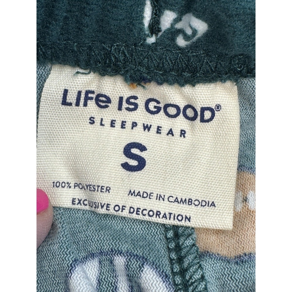 Life Is Good Pajama Pants Mens Small Green Game On Dog Football Lounge Sleepwear - Picture 8 of 14